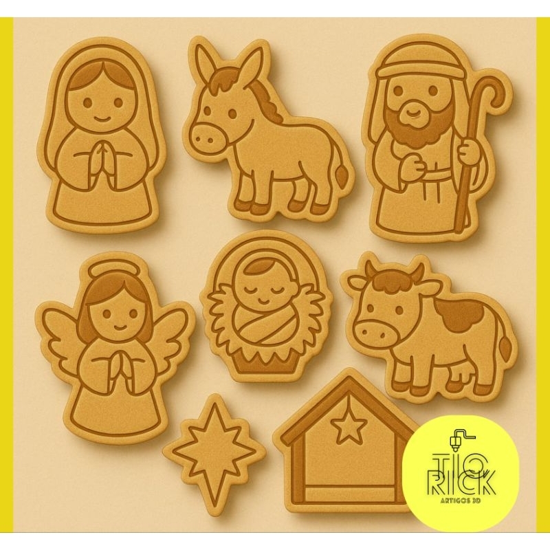 kit 8 cortador/molde natalino majedoura para biscoitos, past