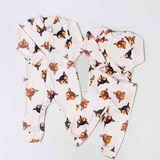 Kit 3 Peças Bebê Suedine Raposinha Off Unissex Antialérgico 100% Algodão Body Calça e Macacão Longo em Oferta na Shopee