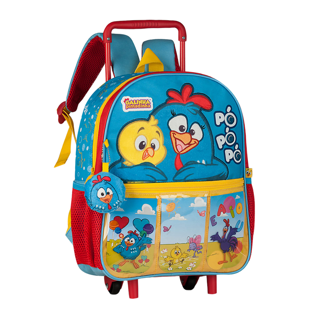 Mochila de Rodinhas Infantil Galinha Pintadinha Escolar para Menino ...