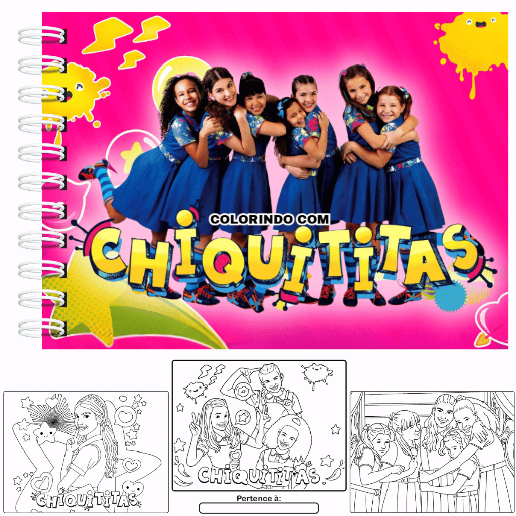 Livro de Colorir Chiquititas A5 Capa Dura 50 Paginas Folhas 180g + Acetato