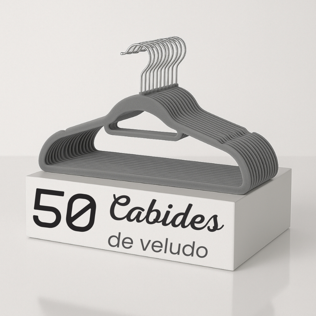 Kit 50 Cabides Veludo para Roupas Antideslizante Giratório