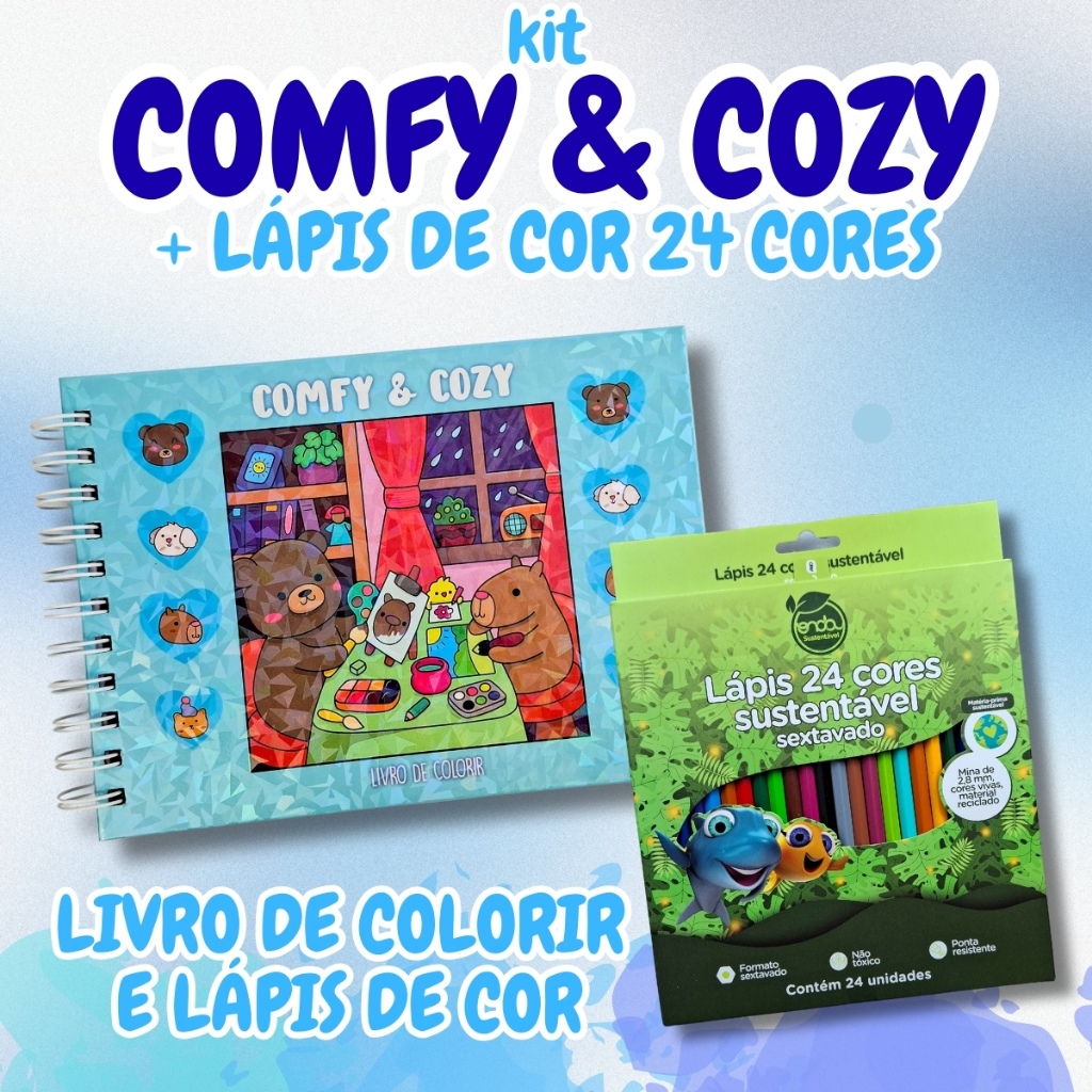Livro de Colorir - Comfy and Cozy Azul - Capa Dura | Shopee Brasil