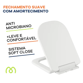 Assento Sanitário Soft Close Tampa de Vaso Tábua Quadrado Amortecedor Fechamento Suave Sabatini Aspen Ibiza 6LPF 6GPF