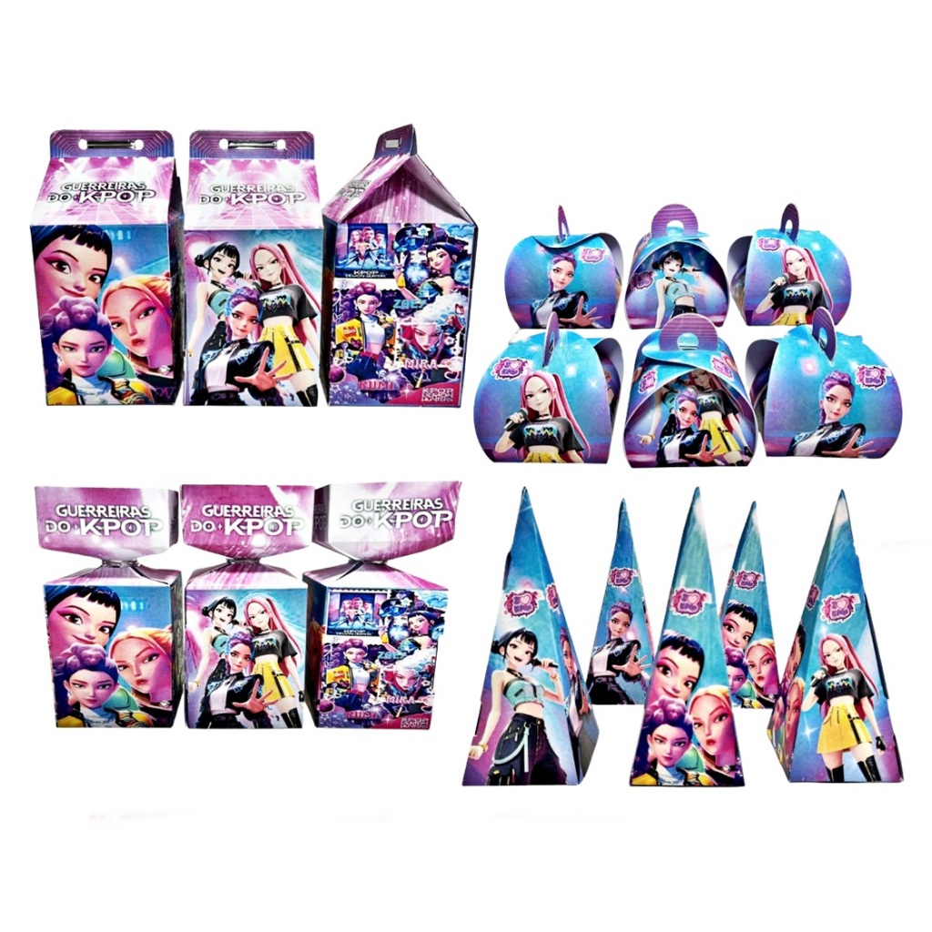 Kit Lembrancinhas Guerreiras Demon Hunters Papelaria 20 Caixinhas Festa ...