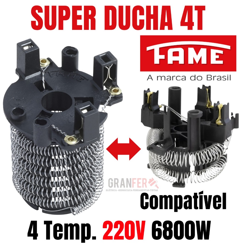 Resistência Para Chuveiro Fame Super Ducha 4T 220w Ducha Ki Banho 4 ...