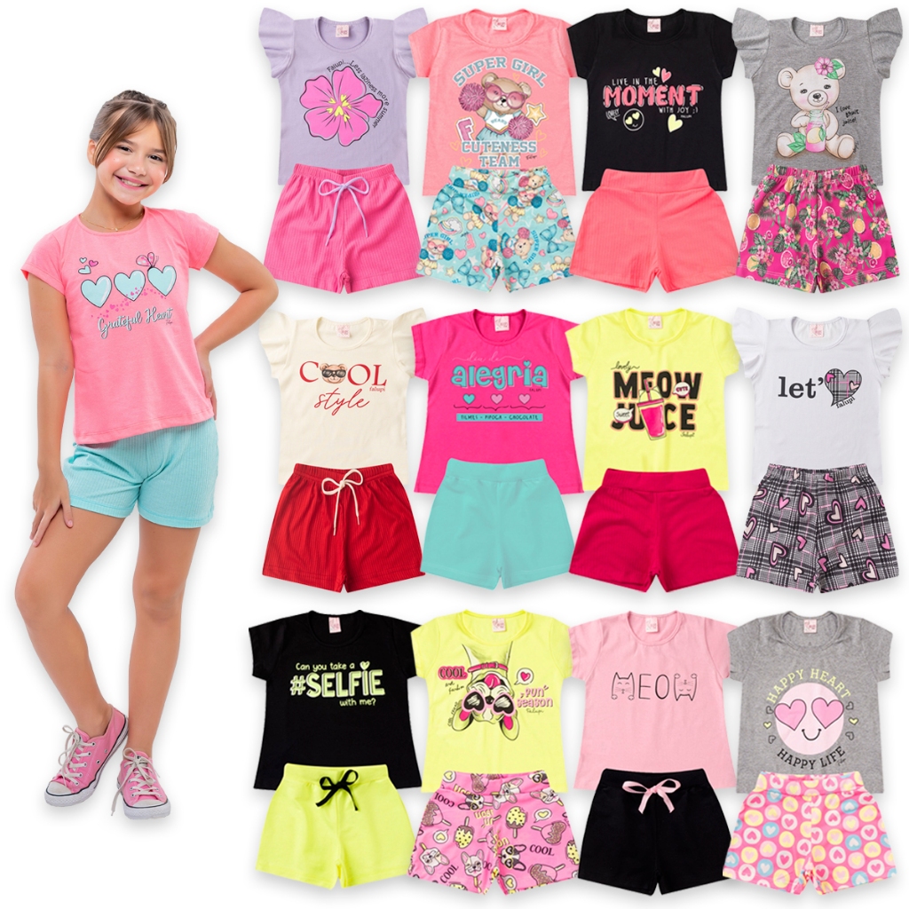 Kit Conjunto Infantil Menina Verão 8 Peças Premium Pronta Entrega 2 ao ...