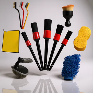 Kit Automotivo Pincel Luva Flanela Microfibra Detalhamento Limpeza Interno e Externo Luva Escova de Pneu em Oferta na Shopee