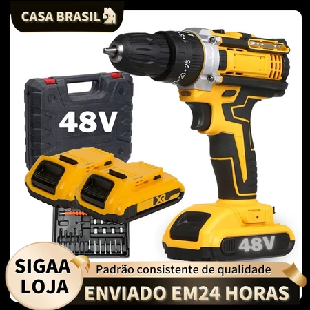 Parafusadeira Furadeira 48V 2 Baterias Com Maleta e Acessorios Completo
