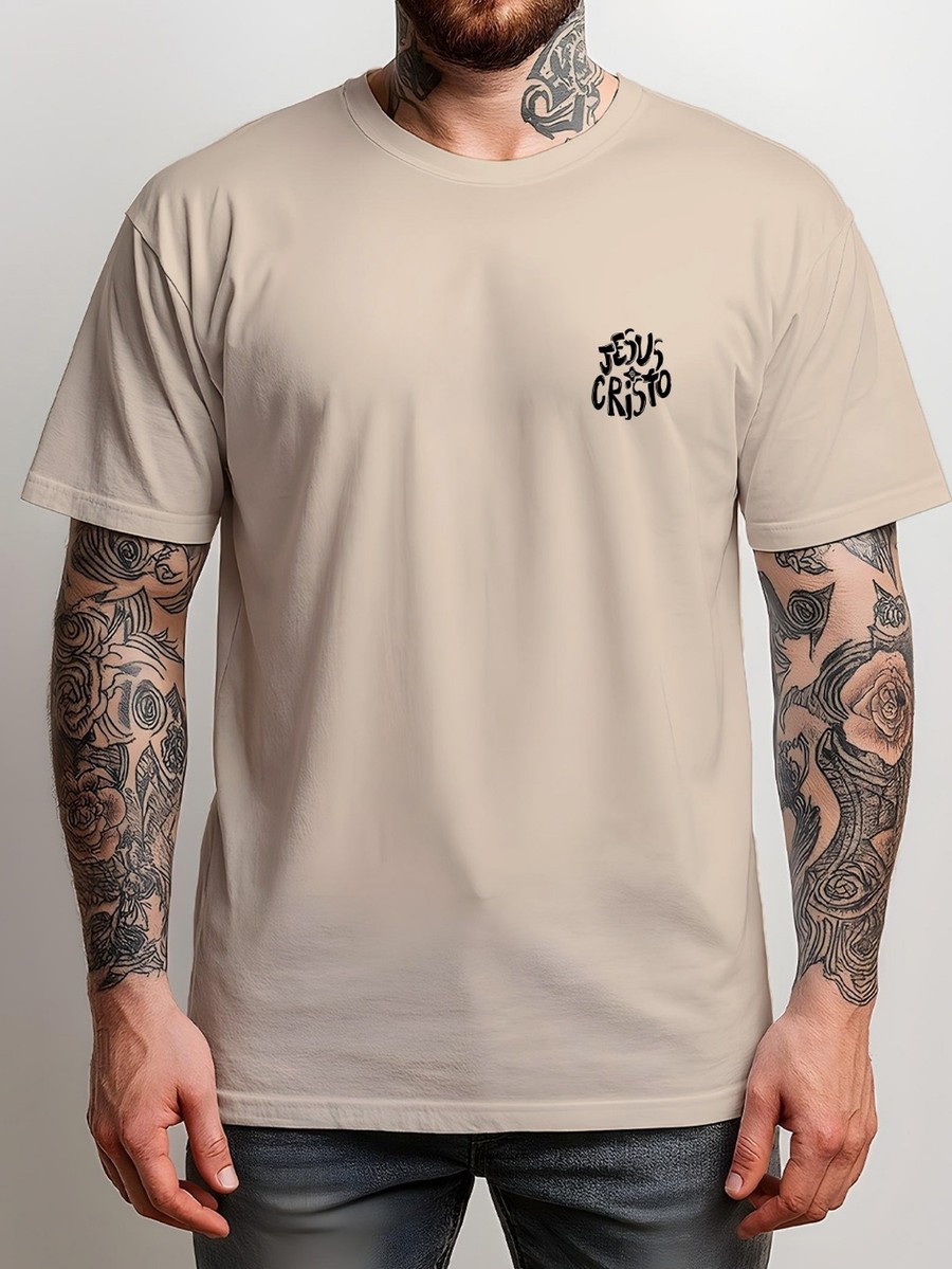 Camiseta Streetwear JESUS CRISTO Camisa Masculina Manfinity 100% Algodão 30.1 Penteado