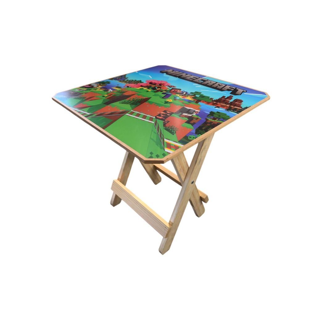 Mesa Mesinha Dobrável Quadrada Infantil Minecraft Em Madeira Adesivada ...