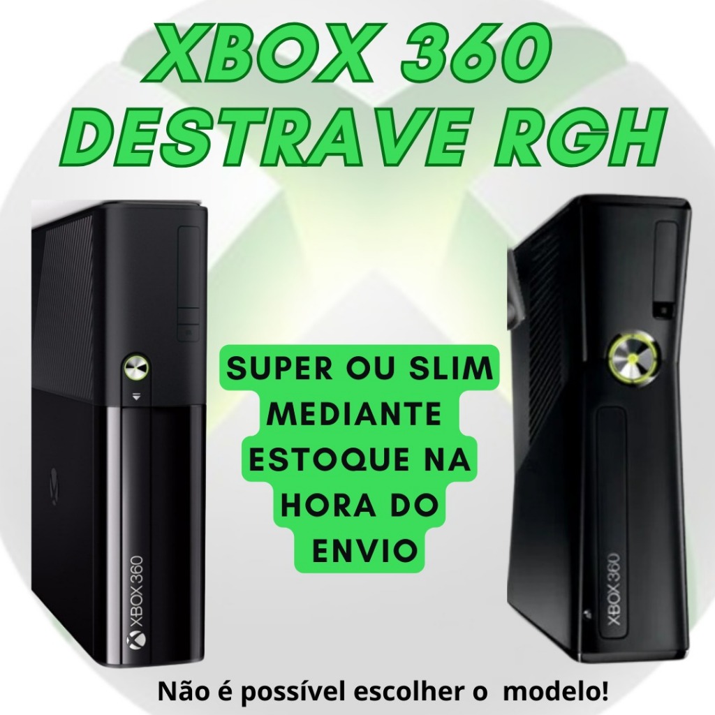 XBOX 360 - DESTRAVADO RGH - ACOMPANHA 5 JOGOS - c/ ENVIO FILMADO E ...