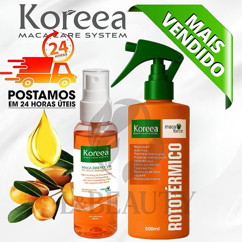 Protetor Térmico 10 Em 1 Koreea 500ml + Óleo Reparador 50Ml Cabelos ...