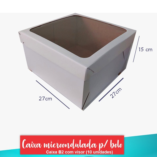 Caixa B2 Microondulada p/ Bolo com Visor