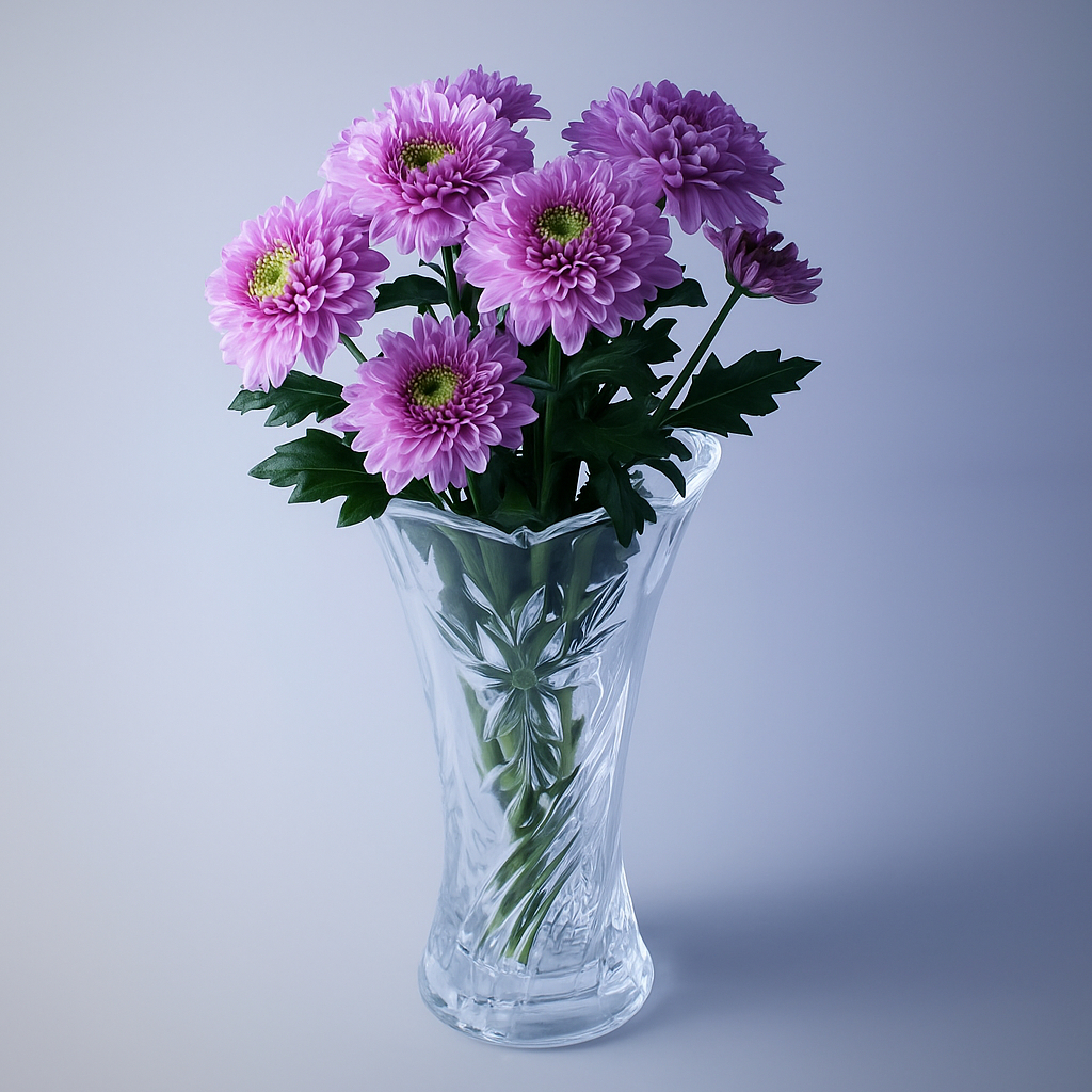 Vaso De Vidro 24cm Decorativo Alto Relevo Resistente Arranjo Flores