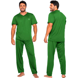 Pijama Liso Confortável Masculino Manga Curta Malha Traje de Dormir Elegante Inverno em Oferta na Shopee