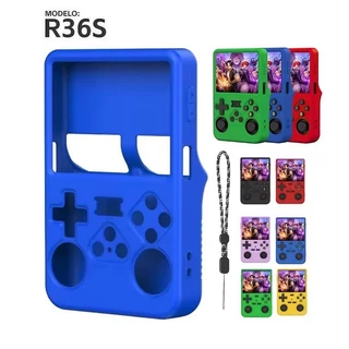 Capa Protetora de silicone para Game console R36S + Alça correia, várias cores disponíveis.