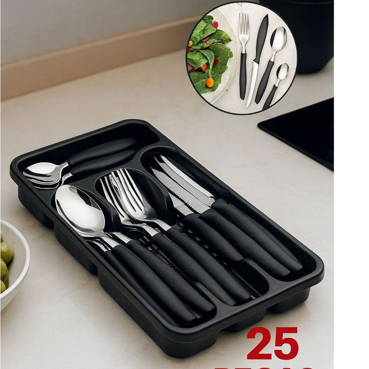 KIT TALHERES 25 PEÇAS AÇO INOX ORIGINAL COZINHA CASA BUFFET RESTAURANTE ...