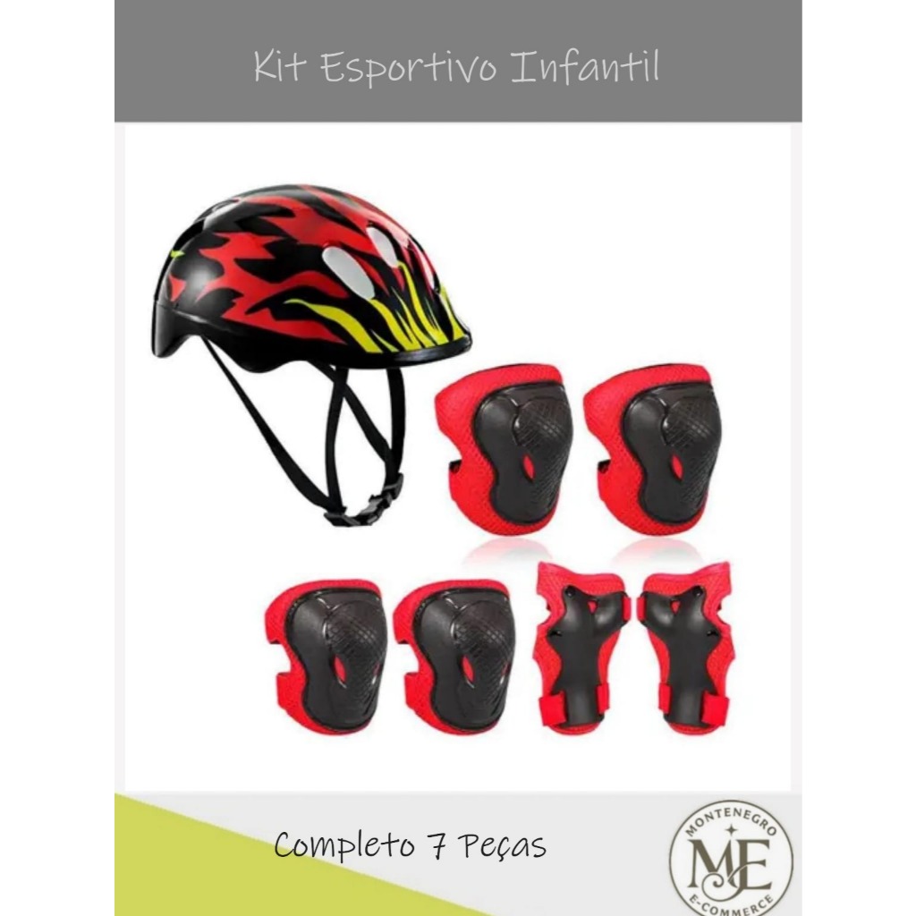 Kit Esportivo Ajustavel Infantil Capacete Joelheira Cotoveleira ...