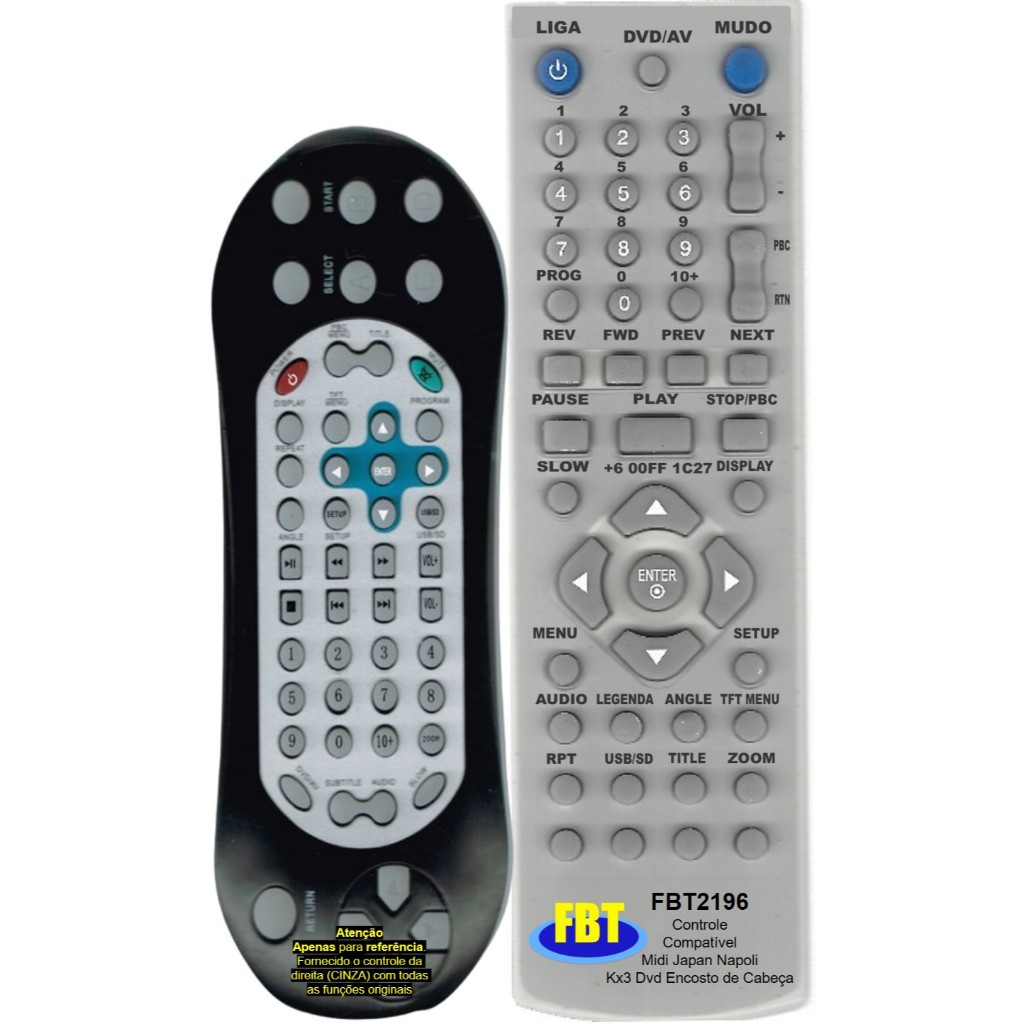 Controle Compatível Com DVD ENCOSTO DE CABEÇA NAPOLI KX3 MIDI