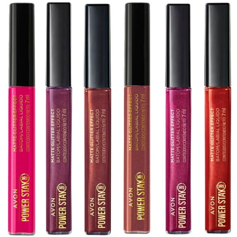 Batom Liquido Matte Glitter Effect Avon Power Stay 7ml,16 Horas Longa ...