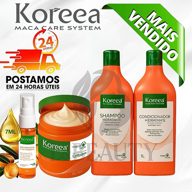 Kit Máscara Coreana Cabelo Espelhado + Shampoo Condicionador 1Litro ...
