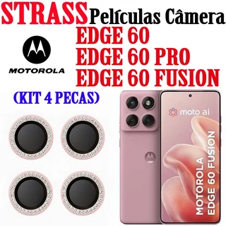 (KIT 4 PEÇAS )PELÍCULA CÂMERA DIAMANTE STRASS PARA MOTOROLA EDGE 60 / EDGE 60 PRO / EDGE 60 FUSION