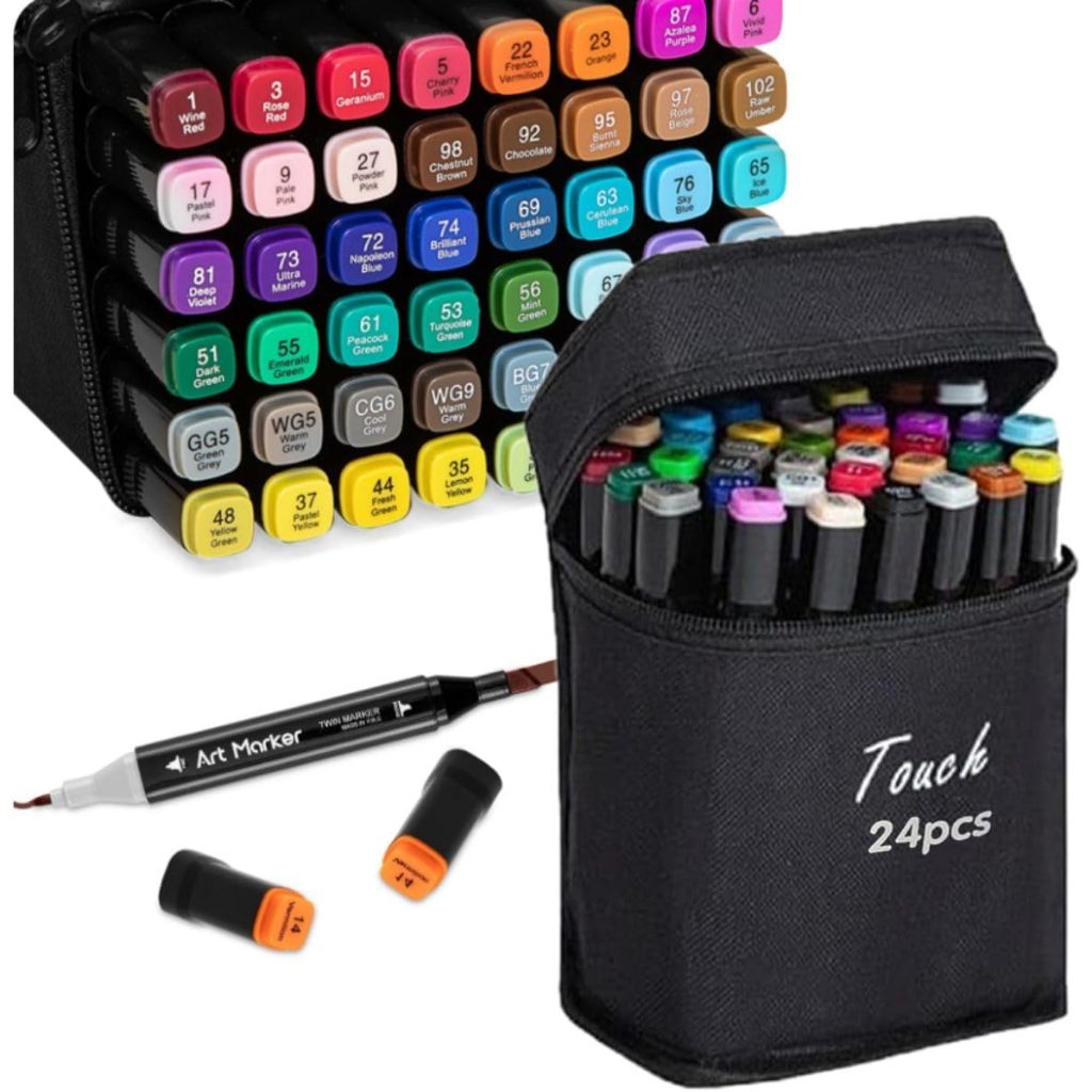 Caneta Marcador Para Colorir Desenho Profissional 12, 24 Cores Conjunto ...