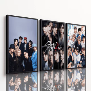Kit 3 Quadros Decorativos K-Pop Bts Stray Kids em MDF Alta Qualidade Parede Quarto Sala