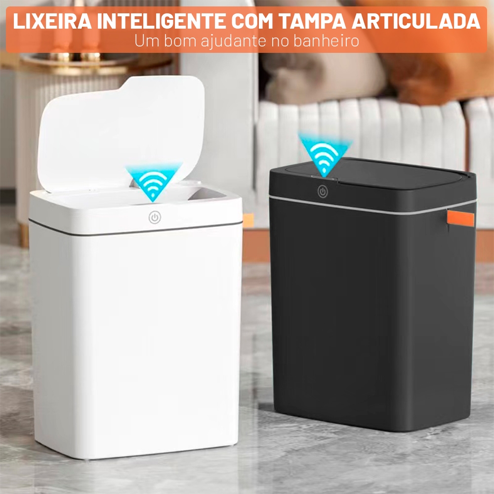 Lixeira inteligente com sensor automático 15L para banheiro cozinha Cozinha Escritório