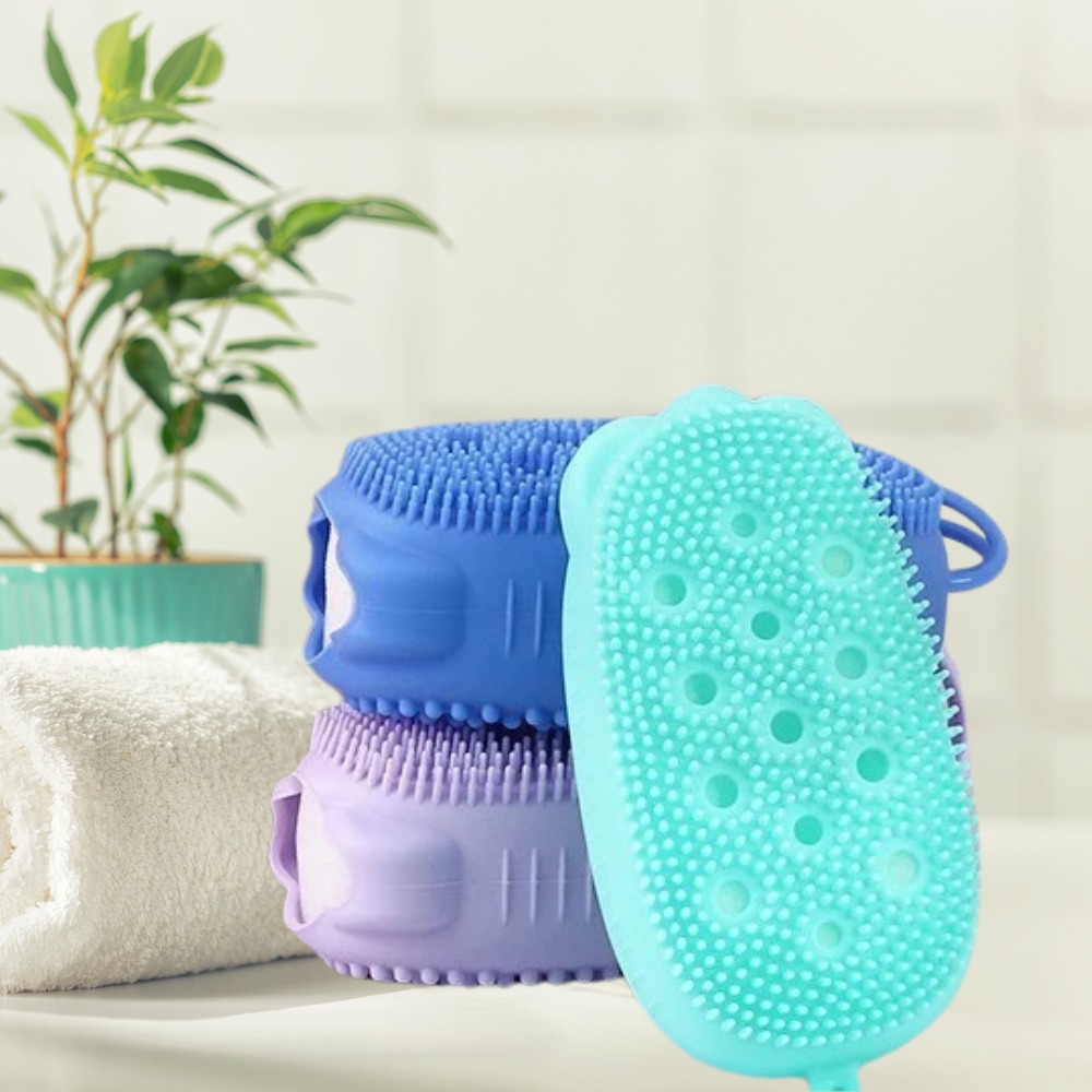 Bucha Banho de Silicone Para Massagem Relaxante Pele Rosa ou Azul ...