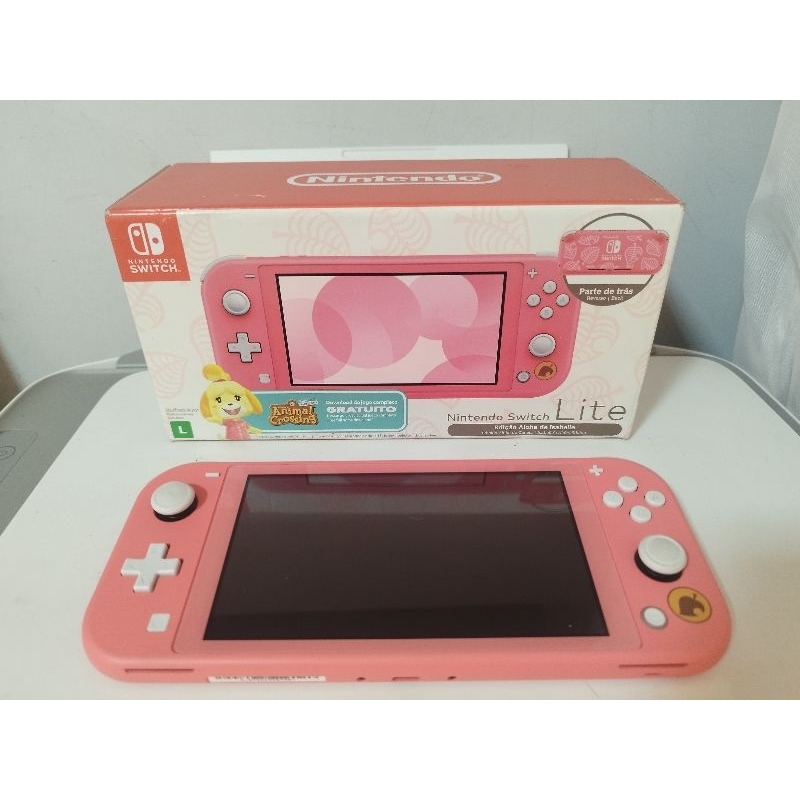 Nintendo Switch Lite Destravado, Rosa Coral Edição Animal Crossing + 10 ...