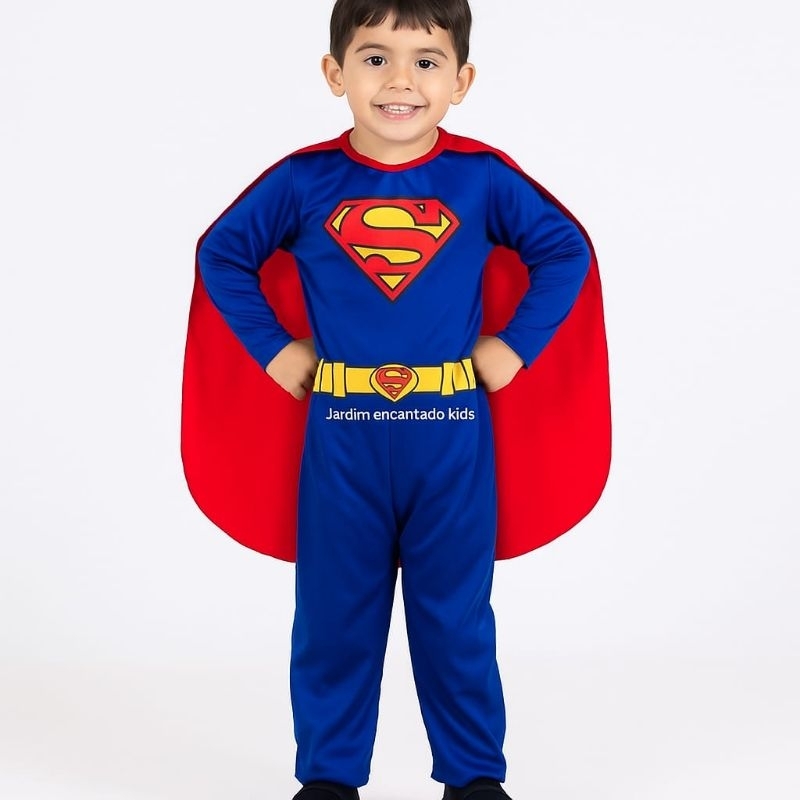 fantasia INFANTIL do SUPERMAN com capa embutida, macacão LONGO | Shopee ...