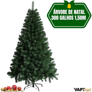 Arvore De Natal 1,50 Metros 300 Galhos Cheia Pinheiro Luxo Base Metal Grande