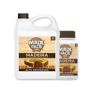 MADEFÁCIL Resina Epóxi ALTA ESPESSURA 300g Ultra Transparente Com Proteção Uv (MADEIRA) Cod. 22