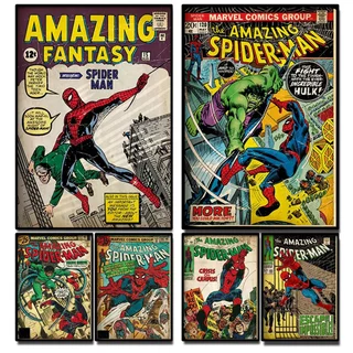 Quadro Marvel Vintage – Poster Homem-Aranha Retro para Parede de Sala, Quarto ou Escritório Geek