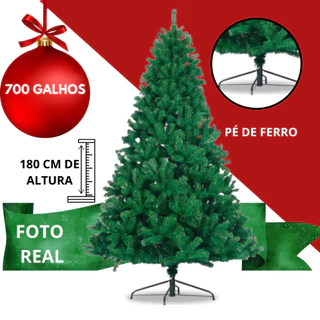 Arvore Natal 180 CM 700 Galhos Ajustáveis Hastes Flexiveis Verde Premium Decoração Natalina Luxo Cheia Pinheiro
