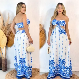 Vestido longo estampado novos com bojo verão 4 formas de usar tendencia em Oferta na Shopee