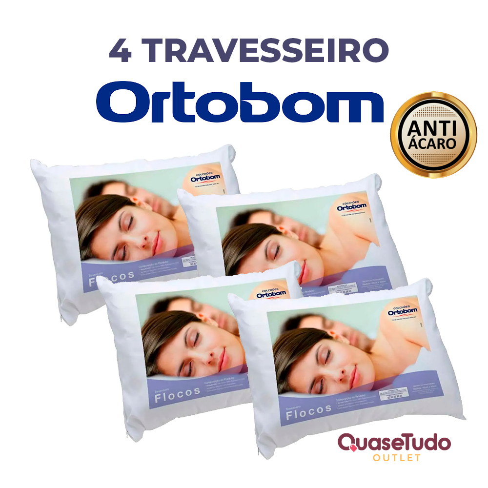 Travesseiro Ortobom Flocos Firme e Alto Premium Conforto 60x40cm ...