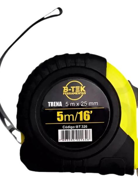 Trena Profissional 5m x 25mm Emborrachada com Trava e Fita em Aço ...