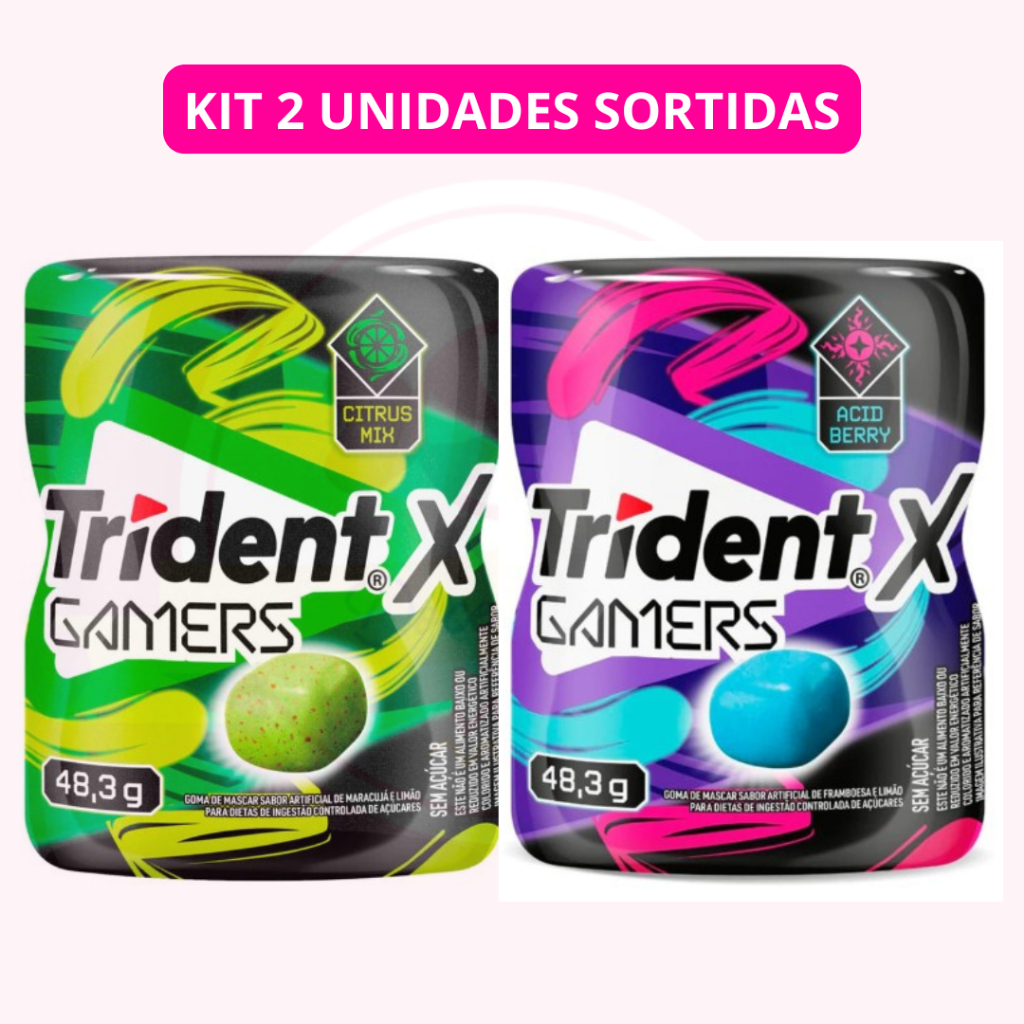 Chiclete Trident X Gamers zero açúcar goma de mascar garrafinha
