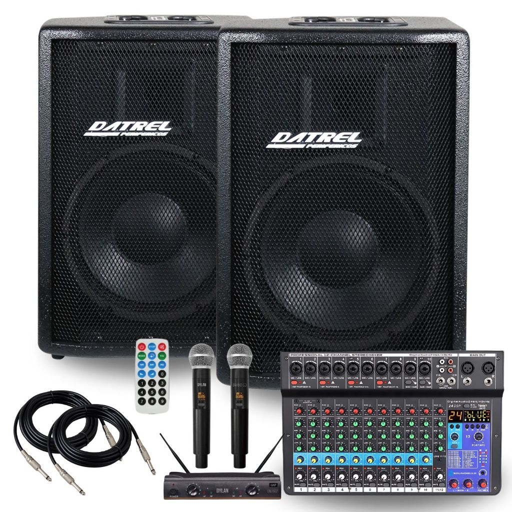 Kit 2 Caixa Som 400w Datrel Ativa Passiva Acustica Profissional +