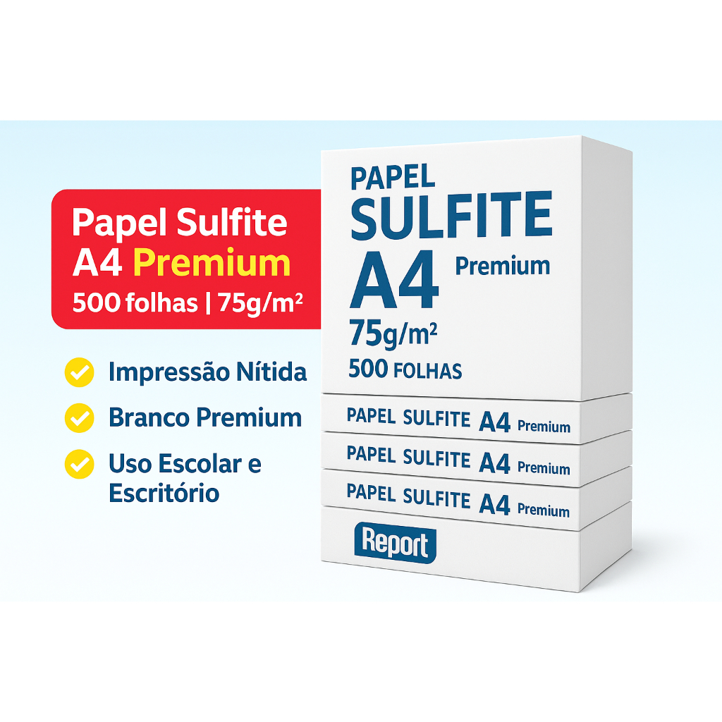 Papel Sulfite A4 Report Premium 75g | 500 Folhas | Branco para ...