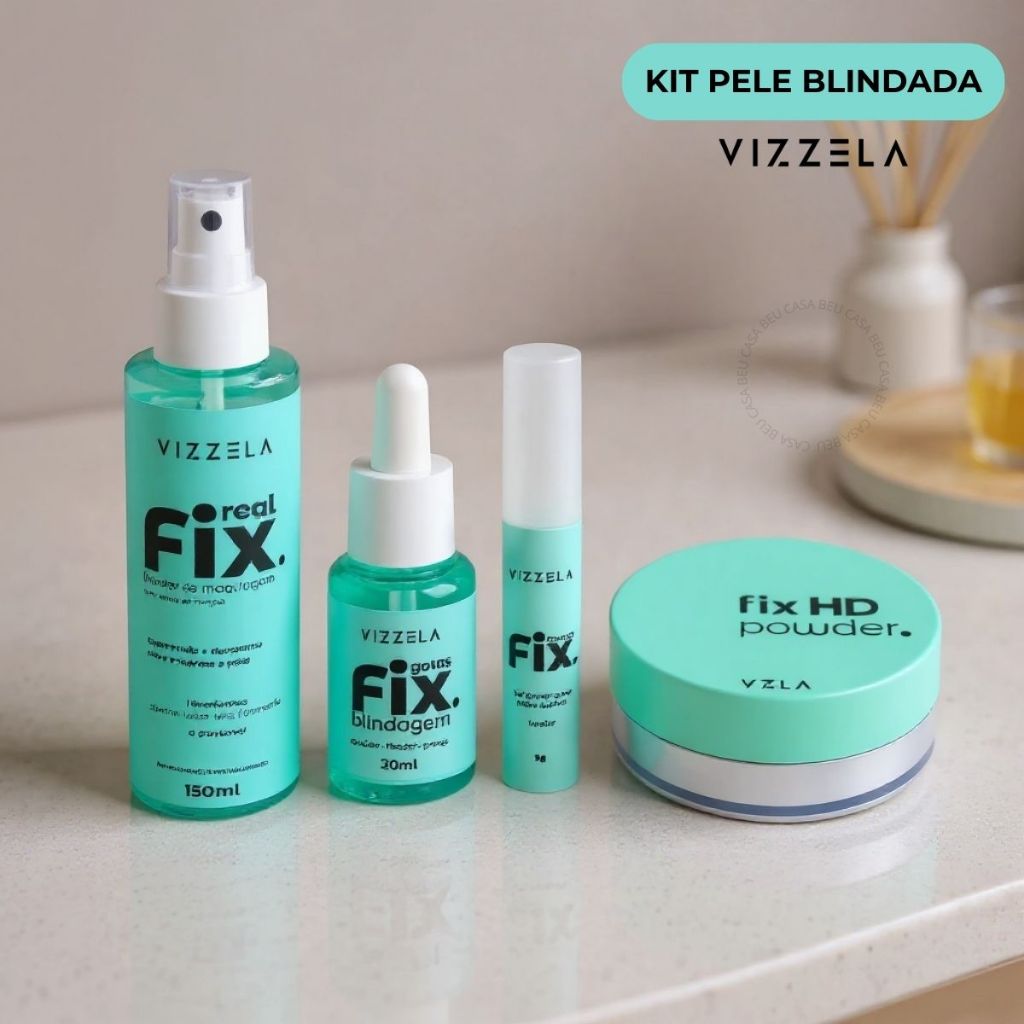 Kit Vizzela Fix: Blindagem - Real Fix Fixador - Brow Up Fix Gel ...