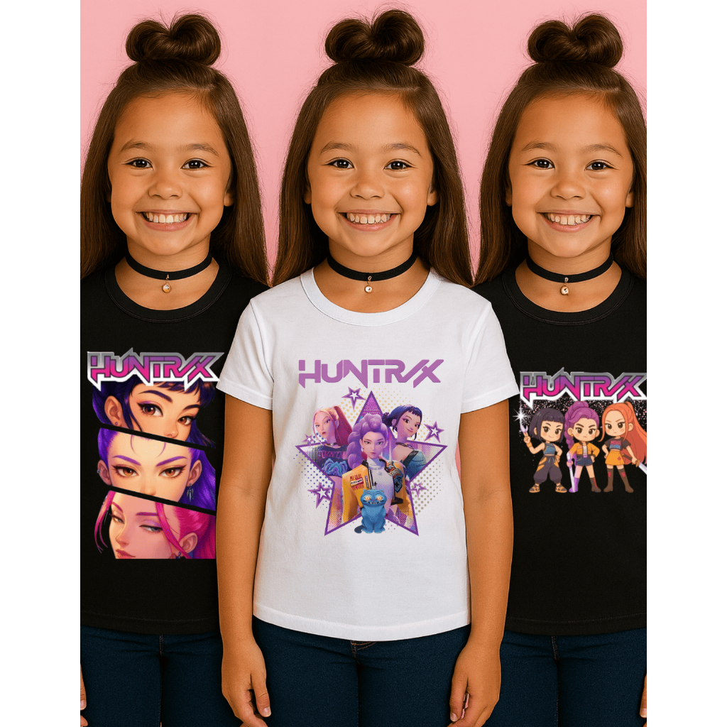 Kit Camiseta Infantil Huntrix Guerreiras do Kpop Mega promoção combo ...