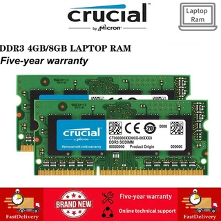 Crucial DDR3 Notebook RAM 4GB 8GB 1600MHz 1333MHz 1066MHz Memória Para PC3L-12800S 204pin
