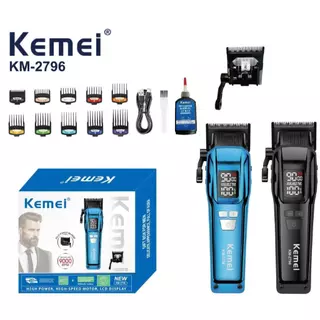 Máquina de Cortar Cabelo Profissional Recarregável 10W e 9000 RPM Display LCD Kemei KM-2796 - Bivolt
