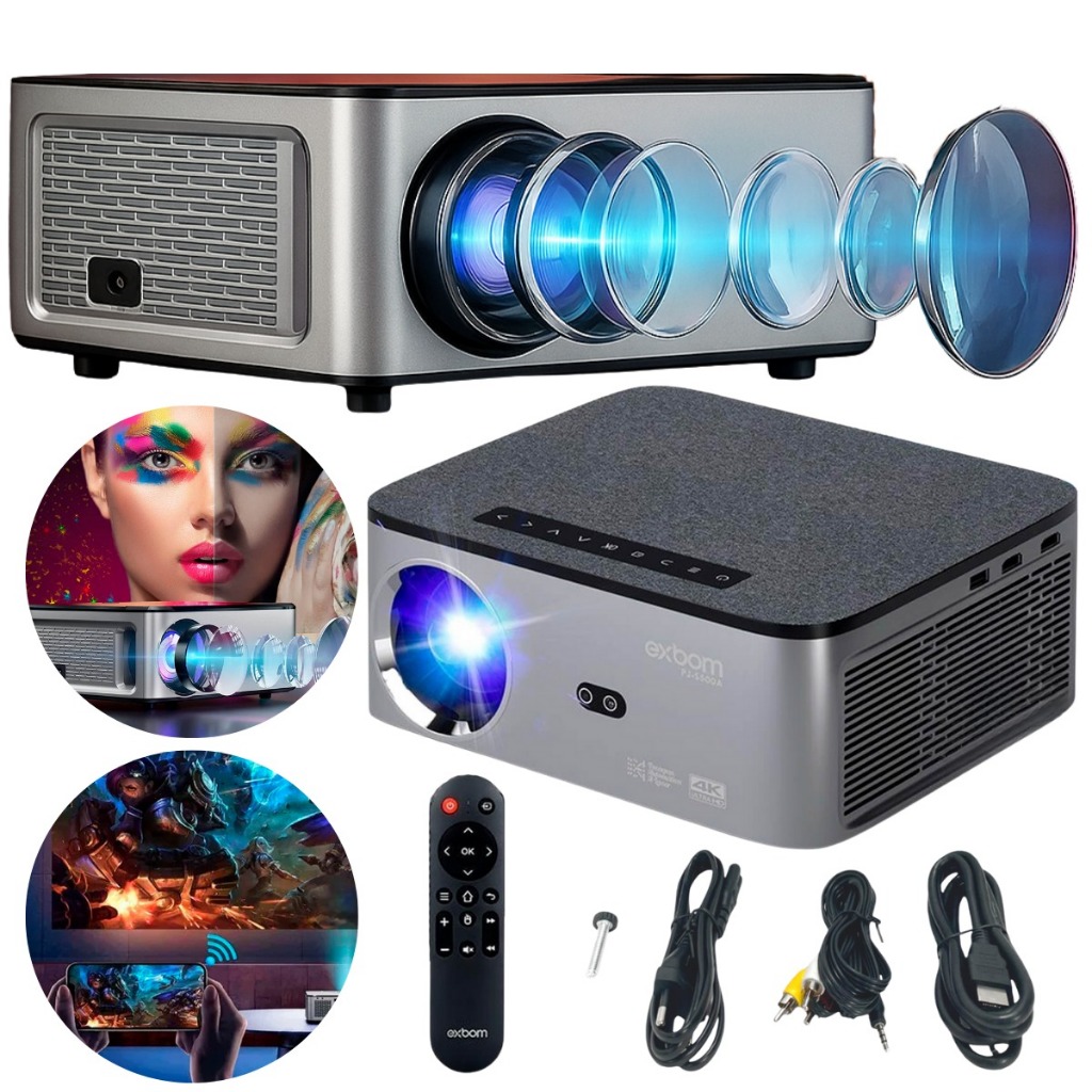 Projetor 5G Sem Fio Focagem a Laser e Correção Automática de Imagem 4K ...