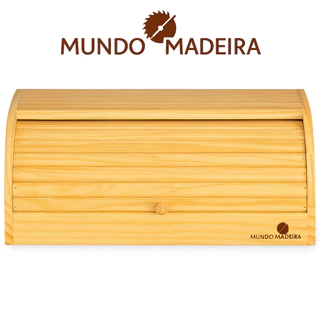 Porta Pão Grande Madeira - Com Tampa Retrátil