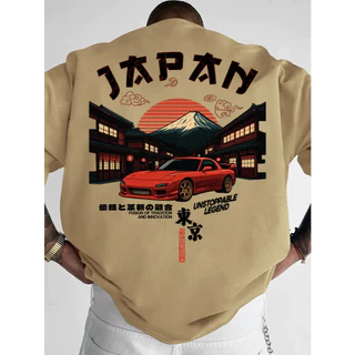 Camiseta Oversized Carro Montanha Japan Streetwear Unissex Algodão Premium Estilo e Conforto Cultura Japonesa