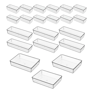 Kit 21 Organizador Multiuso Modular Gavetas Acrílico Cristal em Oferta na Shopee